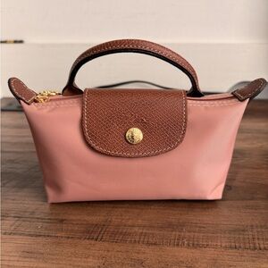 Longchamp Le Pliage Original Pouch with handle- Mauve Pink